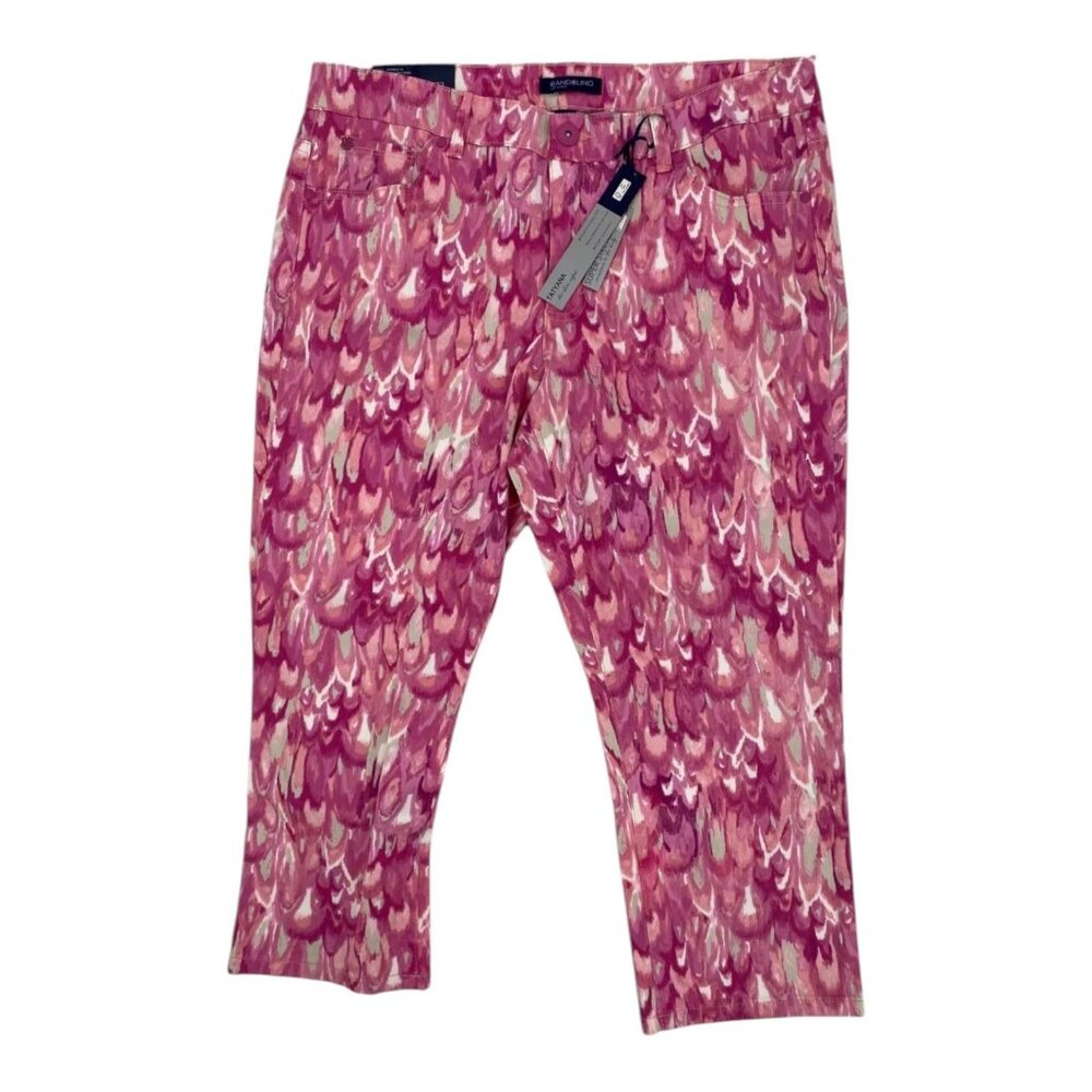 Bandolino Capris Pants Size 14 Stretch Pink Abstract Art Artsy Colorful Vibrant